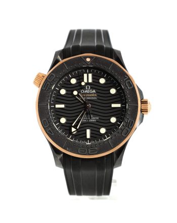 Seamaster Professional Diver 300M Co-Axial Master Chronometer Automatic Watch Ceramic and Sedna Gold with Rubber 44